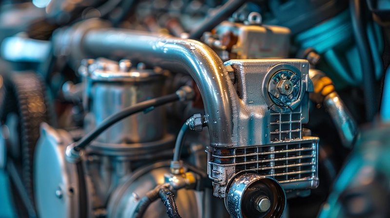 The spare automotive radiator part was essential for cooling the engine, as steam rose from the water inside, keeping the car running smoothly.