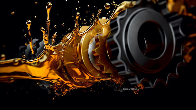 lubricate motor oil and Gears. Oil wave splashing in Car engine with lubricant oil.