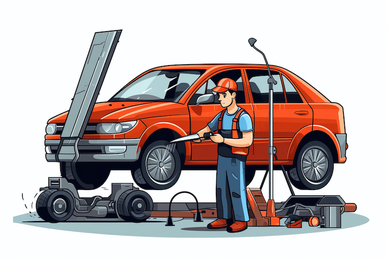 Car service, car repair. Vector cartoon style. Isolated on white background illustration.