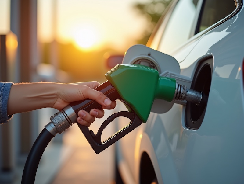 hand holding fuel pump